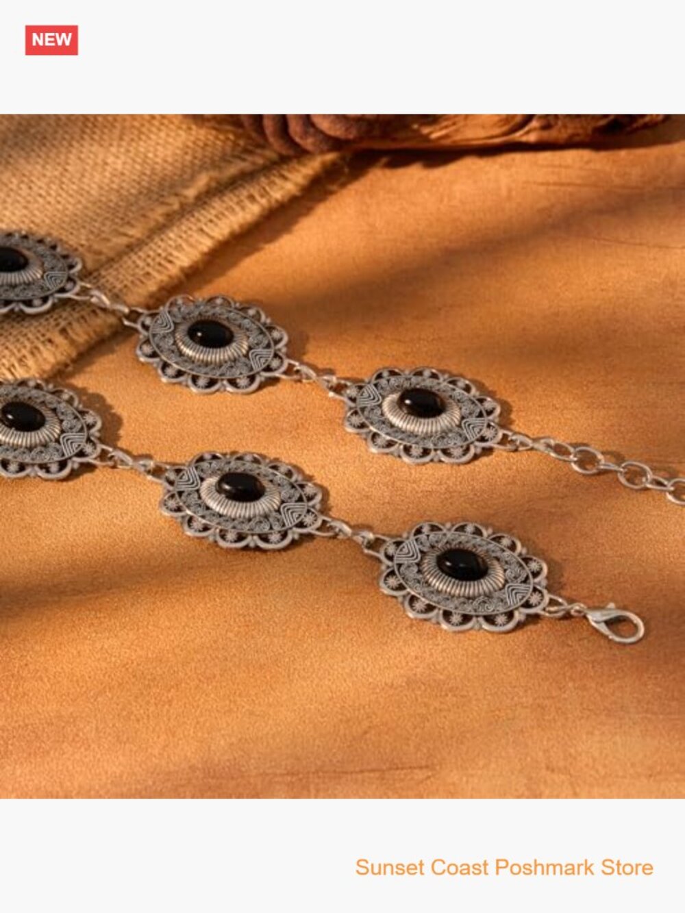 Boho Chain Belt for Dresses Jeans Western Cowgirl Waist Links Adjustable Metal - Picture 4 of 7